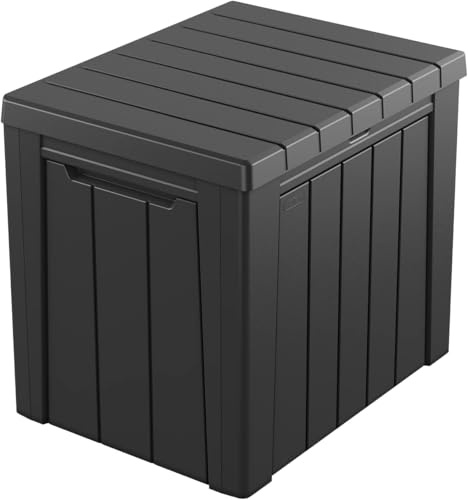 Ondis24 Kissenbox Balkonbox Poolbox Urban Cube abschließbar mit Deckel regensicher Sitzwürfel 58 x 44 x 55 (H) cm (Anthrazit, 113 Liter bis 130 kg)