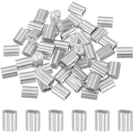 sourcing map Aluminium-Crimpschlaufen-Hülse, 2,5 mm, Doppelhülse, M2,5 Kabel-Crimp für Drahtseile und Kabel-Crimps, Klemmen, Schnurende, 50 Stück
