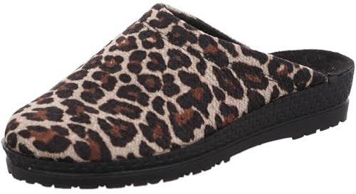 Rohde Damen Pantoffel Hausschuh mit Leopardenmuster Neustadt-D 2296