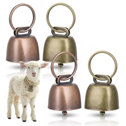 THQAE 4pcs Campane in metallo antico,campane anti-smarrimento,per mucca, cavallo, pecora, rame, bovini,per animali domestici