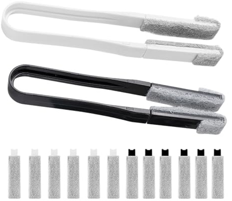 PEAPIN 2Pcs Venetian Blind Cleaner Tool with 12 Replaceable Brush Heads | Window Track Cleaner, Multi-Use Cleaning Brush for Blinds, Car Vents, Lampshades, Fans, and Other Hard to Reach Gaps
