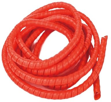 Thalawirefix 5 Meters Spiral Mechanical Duct Protection Sleeve Wrap Winding 35mm to 50mm Wire Organizer Tube Anti-Clutter(Red,ID 50mm)