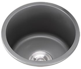 Mini fregadero redondo de cocina de acero inoxidable con escurridor y desbordamiento para espacios compactos