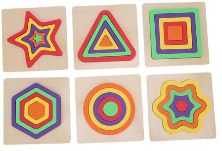 Tbest Puzzles mit Geometrischen Formen für Kleinkinder, Holzbrett, Passendes 3D-Formspielzeug für Früherziehung und Unterhaltung. Puzzleteile mit Geometrischen Formen Sind EIN Angebot und eine Option