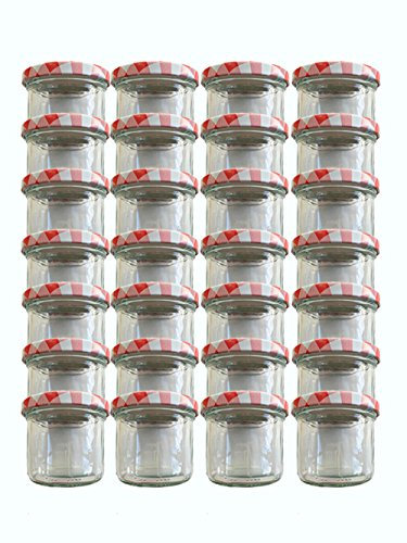 hocz 100 x Marmeladengläser 125ml - Einmachgläser Rot kariert TO 66 - Einweckgläser mit Schraub-Deckel - Einkochgläser klein Früchte