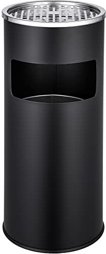 TecTake Cenicero de pie robusto 30 L cubo de basura papelera con depósito | (diámetro x alto): 25 x 61 cm (negro | no. 402282)