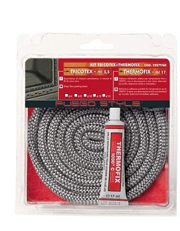 Guarnizione termica alte temperature per stufa 2,5 mt camino caldaia corda con adesivo (mm 8)