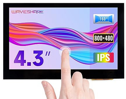 Waveshare 4.3 inch Display for Raspberry Pi 4 Capacitive Touchscreen HDMI LCD (B) 800x480 Hardware Resolution IPS Monitor Support All Raspberry Pi/Jetson Nano/Windows 10/8.1/8/7 PC/BB Black