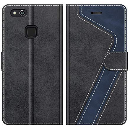 MOBESV Custodia per Huawei P10 Lite, Cover a Libro Magnetica Custodia in Pelle per Huawei P10 Lite, Elegante Nero