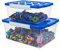 Bins & Things Toy Organizers and Storage,Toy Chest,Set of 2 Large and Small Brick Shaped Kids Storage Organizer for Building Brick Storage, Barbie Dolls, Beyblades,Toy Box for Girls and Boys
