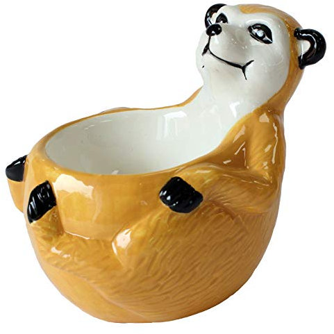 Crockery Critters Egg Cup from Deluxebase – Meerkat Ceramic Egg Holder, Cute Animal Shaped Boiled Egg Cups for Kids and Adults. Fun Novelty Gifts, Kitchen Decor and Tableware.