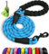 Taglory Laisse Chien Corde, Laisse pour Chien en Nylon avec Poignée Rembourrée Douce et des Fils réfléchissants pour Grande Taille, 180cm x 1.2cm, Bleu