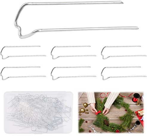 URROMA Lot de 100 épingles en Forme de U en métal avec boîte de Rangement pour Fixer Les couronnes de Fleurs, Le Jardinage, argenté