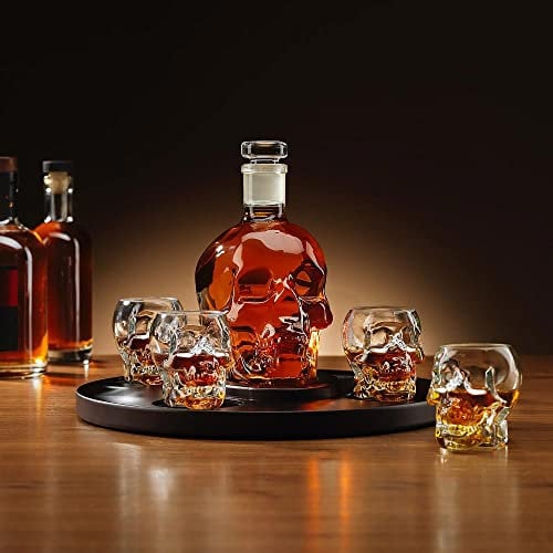 #winning Skull Decanter with Glasses Set