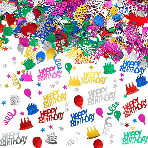 30 g Buntes Happy Birthday Konfetti, Konfetti-Pailletten mit Mehreren Mustern, Perfekt für DIY-Kartengeschenke, Geburtstagsfeiern, Partydekorationen, Tischgeschenke