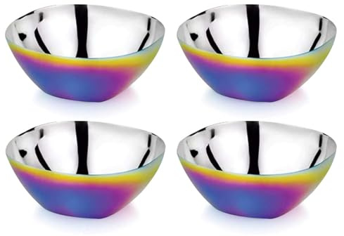 Ahimsa Stainless Steel Kids Snack Bowls, 12 oz, Rainbow, Set of 4