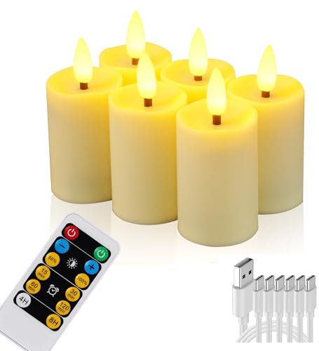 WRalwaysLX max 280 Stunden 6-Pack wiederaufladbare Typ-C Schnellladelampe flammenloses Teelicht mit Fernbedienung, LED flackernde Votivkerzen, Inneneinrichtung,