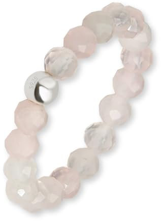 GD GOOD.designs Anti Stress Ring aus Rosenquarz Naturstein Perlen für Damen - Elastische Anxiety Rings - Fidget Ringe I Ringgröße 52-60