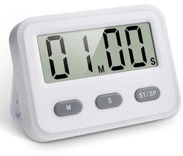 Temporizador Digital para cocinar, Estudio, Trabajo, Ejercicio, Temporizador de Cocina Digital, Temporizador de Cuenta Regresiva Ajustable, magnético (Blanco)