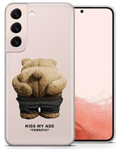 AIGAT Teddy Bear Funny Kiss My A.. Cute TPU Silicon Case Cover for Samsung Galaxy S25 S24 S23 A25 A35 A15 and Other Models - Clear Transparent Bumper Case