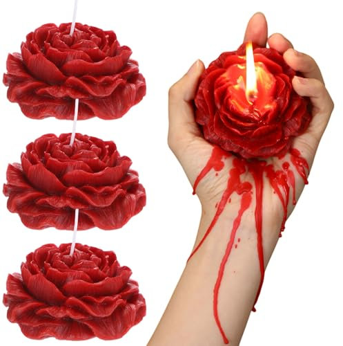 Conelist 3 Pcs Low Temperature Candles Wax and 2 Pcs Satin Silk Eye Mask Red Rose Flower Shaped Scented Candles Low Heat Wax for Lovers Couples Wedding