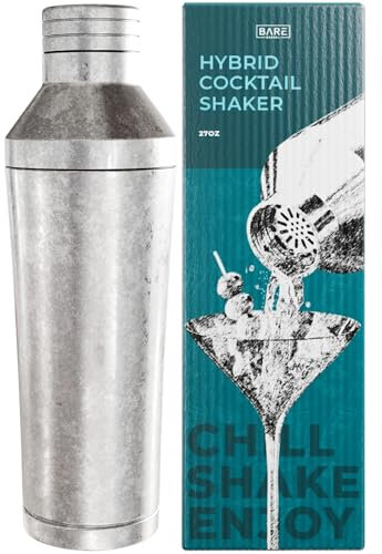 Shaker per cocktail isolato, isolamento sottovuoto, doppia parete, in acciaio inox, shaker Martini per barista domestico | Sistema di misurazione integrato, borsa da viaggio, 35 biglietti per ricette