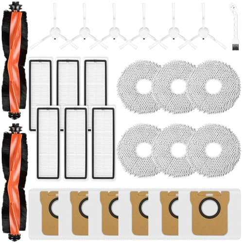 Bpbdzz 33-teiliges Zubehörset für Xiaomi Robot Vacuum X20+ | X10+ & für Dreame L10s Ultra Gen 2 | L10s Pro Ultra | 2 Hauptbürsten, 6 Staubbeutel, 6 Wischpad, 6 Seitenbürsten, 6 HEPA-Filter