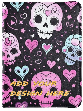 Custodia in pelle personalizzata per passaporto divertente teschio pesca cuore San Valentino portafoglio personale porta passaporto porta documenti organizer accessori leggero, divertente teschio