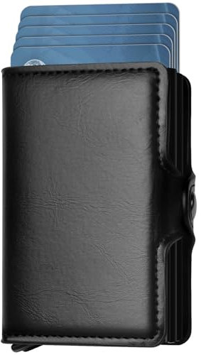 JGCJGG Portefeuille Homme, Porte Carte Bancaire pour 14 Cartes, Porte Carte Homme avec Blocage RFID, Portefeuill avec Pince à Billets pour Hommes et Porte-Cartes, Porte-Identités (Noir)