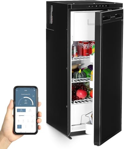 GEARFLOW 90L DC 12V / 24V AC 100V-240V Compressor Fridge Refrigerator Freezer Black Digital Display With Bluetooth APP Control For Campervan Motorhome RV Caravan Boat Travel