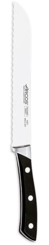 Arcos Serie Terranova - Cuchillo para Pan Panero - Hoja de Acero Inoxidable Forjado NITRUM 200 mm - Mango de Polioximetileno (POM) color negro