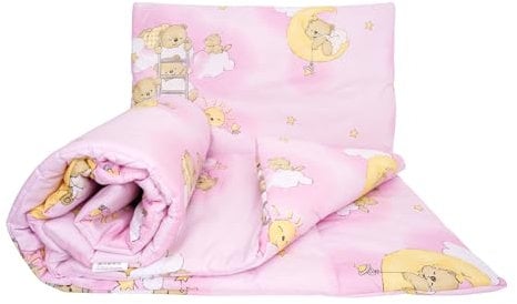 2 Piece Baby Children Quilt Duvet & Pillow Set 120x90 cm to fit Toddler Cot Bed (Ladders Pink)