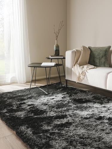 benuta Nest Hochflorteppich Whisper - Anthrazit 200x290 cm - Kuschelig Weicher Teppich für Schlaf- und Wohnzimmer - Pflegeleicht - Fußbodenheizung Geeignet