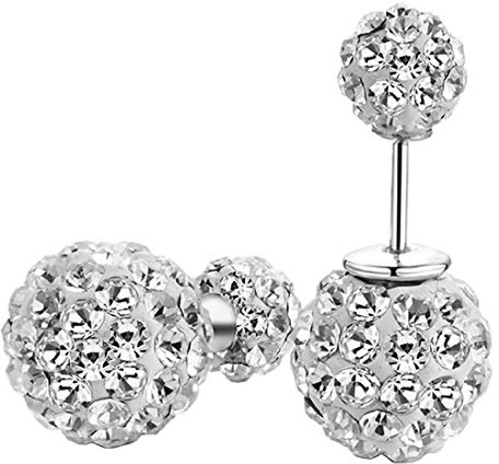 DIB Fashion Jewelry 925 Sterling Silver Double Sided Crystal Balls Tribal Stud Earrings by DIB