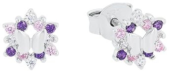 Prinzessin Lillifee Kinder-Ohrstecker Mädchen Schmetterlinge 925 Silber rhodiniert Zirkonia mehrfarbig - 566742, 9245598, Einheitsgröße