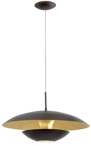 EGLO Pendelleuchte Nuvano, 1 flammige Hängelampe modern, Hängeleuchte aus Metall in Braun, Gold, Esstischlampe, Wohnzimmerlampe hängend mit E27 Fassung, Ø 48 cm