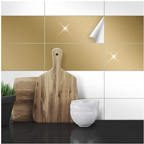 Wandkings Fliesenaufkleber - Wähle eine Farbe & Größe - Gold Glänzend - 10 x 20 cm - 20 Stück für Fliesen in Küche, Bad & mehr