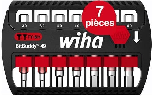 Wiha BitBuddy 8-Piece Bit Set I TY-Bit 49 mm Hexagonal 1/4 Inch E6.3 I Accessories for Screw Applications I Suitable for Impact and Impact Wrench (42114)