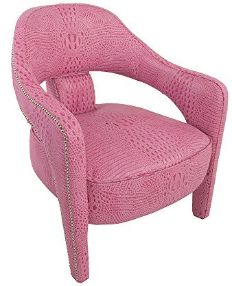 Vintage-Line Clubsessel Paloma Shocking Pink Croco Designsessel Ledersessel Krokodil Leder