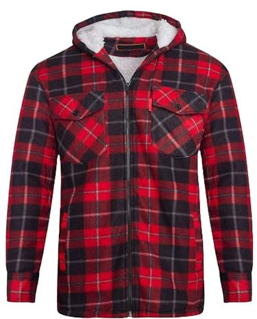 shelikes Mens Womens Shirts Fleece Padded Lumberjacket Sherpa Fur Lined Lumberjack Hooded Quilted Thermal Check Shirt