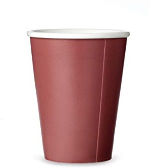 VIVA scandinavia Kaffeebecher Porzellan mit Matt Finishing ohne Henkel, Große Kaffeetasse, Design Teetasse Rot 0,30L