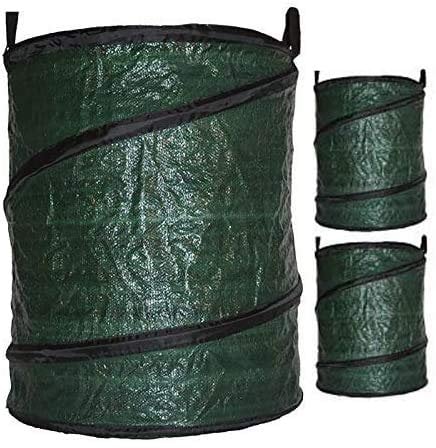 SPARES2GO Collapsible Garden Waste Removal Heavy Duty Bag with Handles - 90 Litre (Pack of 3 Bags)