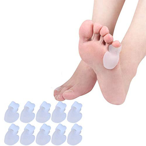 10 Stück/5 Paare, Gel-Pads, Korrektur und Zehenbegradiger, Schiene für kleine Zehen, Schmerzlinderung, reduziert Blasen, Hühneraugen und Reibung (weiß, ohne Löcher)