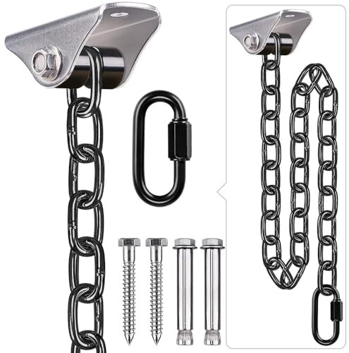 Besthouse Deckenhaken Schaukel mit Kette Haken für Boxsack Hanging Kits und 1M Kette für Indoor Outdoor Spielplatz Hängesessel Hanging Chair Boxing Bags, 2 Schrauben 450kg Kapazität