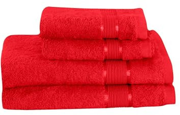 Mixibaby 4 TLG. Handtuchset 2X Handtuch 2X Gästetuch, Farbe:Rot