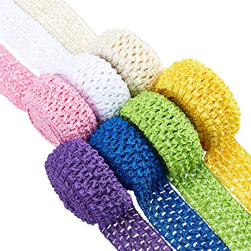 BENECREAT 15 Yards 40mm breites elastisches Häkelstirnband 7 Farben Häkelstretch Besatz für Haarschmuck und Tutus Kleider, 2.15 Yards/Rolle
