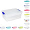 Plastic Storage Box Lightweight Robust Stackable Storage Boxes with Lid, Clear Latch Boxes, Plastic Organiser, Space Saving Solution for Home Office (9L - Storage Box with White Tray)