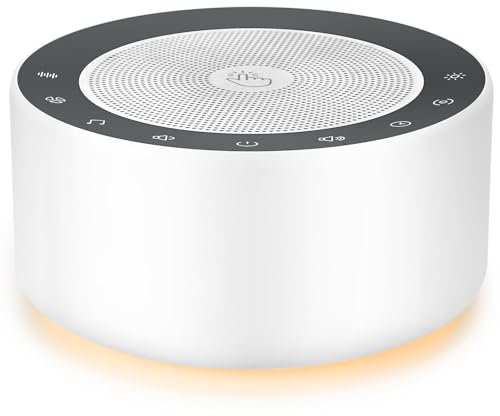 Macchina per il rumore bianco con 30 colonne sonore ad alta fedeltà, luci notturne a 7 colori, griglia e pulsanti in tessuto full touch, timer e memoria, plug-in, macchina audio per bambini