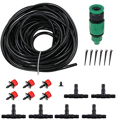 HUAZIZ Sistema de Riego por Goteo,5 meter Kit Riego Automatico con Boquillas Ajustables, Riego Plantas Riego por Goteo para Macetas, Jardín, Césped, Invernadero, Lecho de Flores
