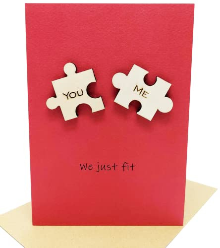 Besondere Holzelemente, Jubiläums- oder Geburtstagskarte für Ehefrau, Ehemann, Freundin, Freund am besten Freund (Puzzle)
